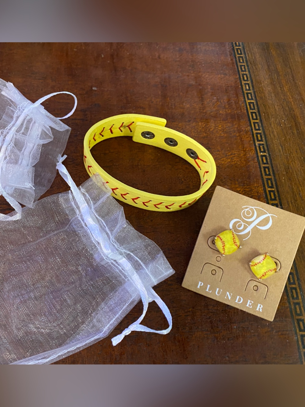 Plunder Yellow Softball Bracelet & Earring Set